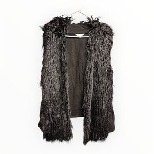 Edgy & BOLD CAbi Black Shaggy Faux Fur Teddy Jacket Vest/Cardigan | Size XL